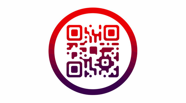 Red and purple circular QR code icon.