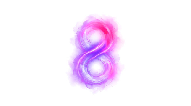 Compact watercolor style wisp loop figure eight premium glowing transparent light effect cutout