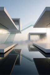 Fototapeta premium AI generated floating minimal architectural structure 3D