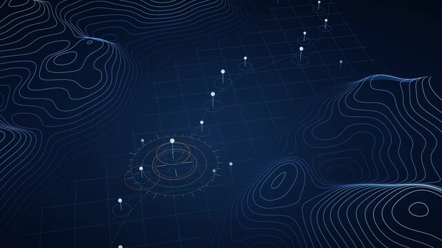 Strait Transit Queue Visualization, Maritime Navigation Flow, Abstract Sea Route Graphic, Digital Ocean Map, Seamless Loop Animation, Marine Traffic, Navigation Technology