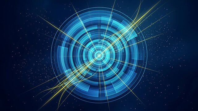 futuristic hud interface blue circular rings light streaks
