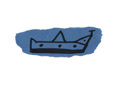 Una forma de figura de un barco en un papel rasgado en un fondo transparente 