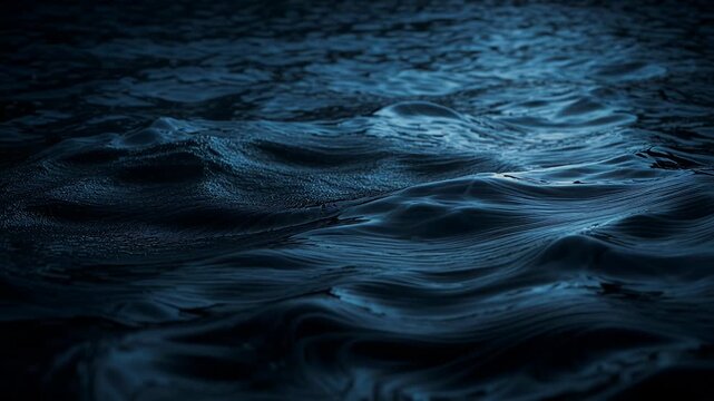 dark ocean waves at night blue water surface with ripples and reflections