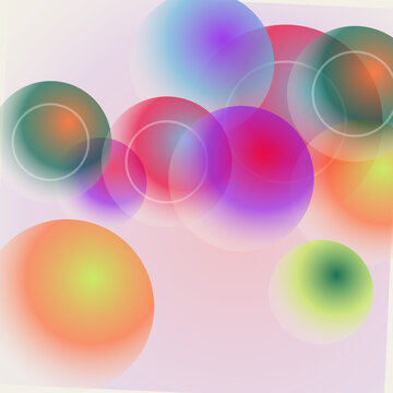 Vibrant multi-colored gradient spheres with soft edges and overlapping layers