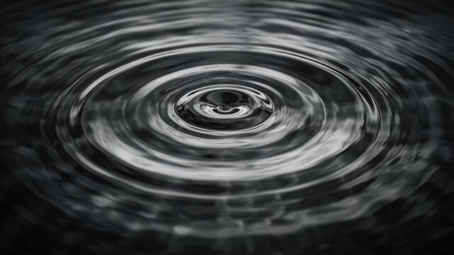 water ripple closeup on dark water surface, concentric circles