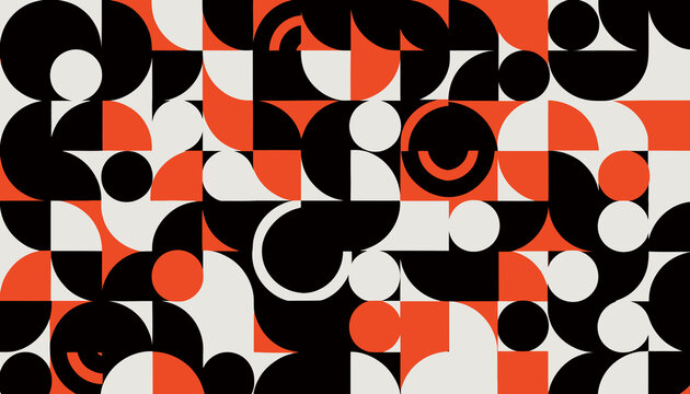 Abstract Geometric Pattern with Circles and Quarters - Retro Design