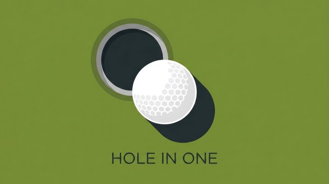 White golf ball resting near a dark circular hole on smooth green grass sports field