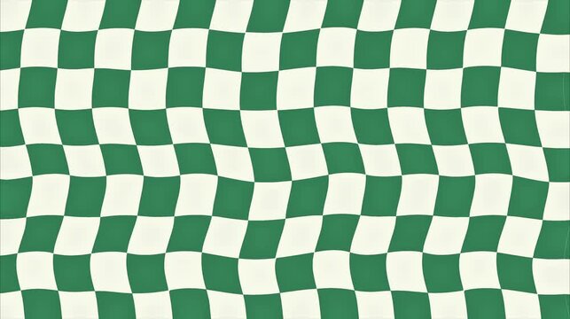 Retro Green Wavy Checkered Pattern Looping Video Background
