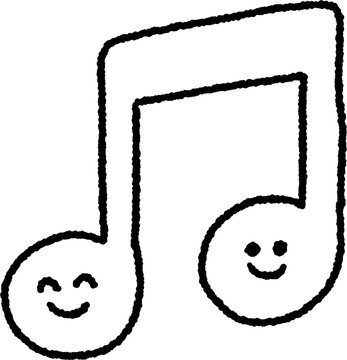 Cute smiling eighth notes character line art