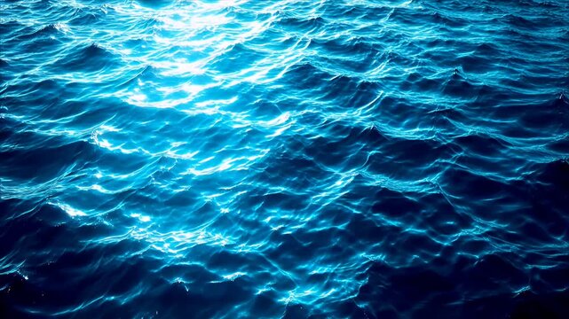 ocean surface waves blue water sunlight reflections ripples