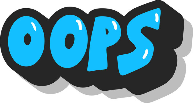 Oops text sticker cutout isolated on a transparent background