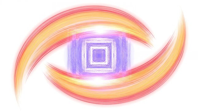 Multi line crimson traffic trail crescent arc light sweep, long exposure effect cutout with real transparency