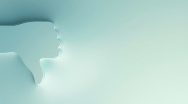 A minimalist 3D illustration of a thumbs-down symbol casting a long shadow.