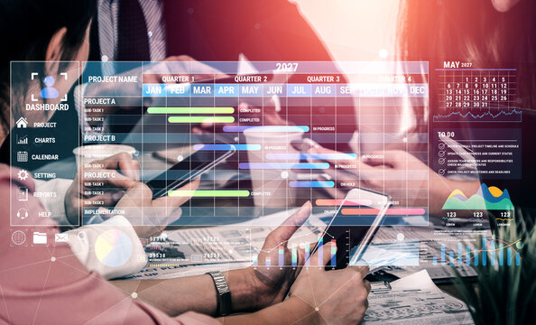 Business Team Collaboration with Dashboard and Project Management Tools in Modern Office Setting for Planning and Analysis Fluxor.
