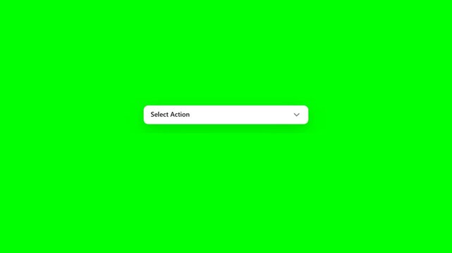 Modern User Interface Dropdown Menu Animation with File Upload Action Options on Green Screen Background