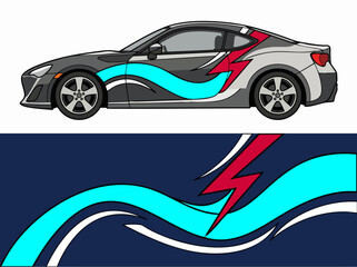 Naklejka premium Sporty car with dynamic wave and lightning design