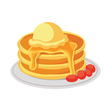 Ice Cream Topped Pancake Stack Dessert