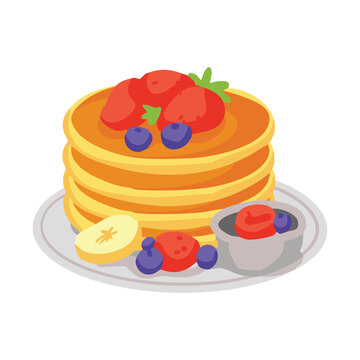 Berry Topped Pancake Stack Breakfast Art