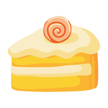 Rolled Cream Cake Slice Dessert Art