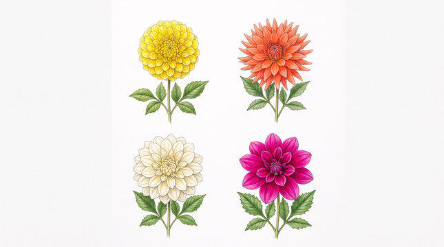 Collection de fleurs color&eacute;es isol&eacute;es sur fond blanc