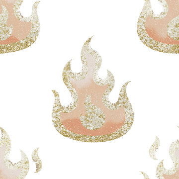 Glitter flame png pattern, transparent background, cute design