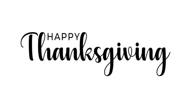 happy thanksgiving text animation with 10 second on black and white background
