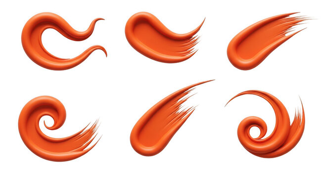 orange paint strokes on white background different swirl styles for artistic and design purposes