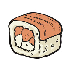 Salmon Maki Sushi Roll Illustration © nikagraphic