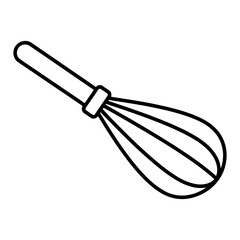 Obraz premium Whisk Outline Vector Icon, Minimalist Linear Baking Symbol for Kitchen and Food Preparation