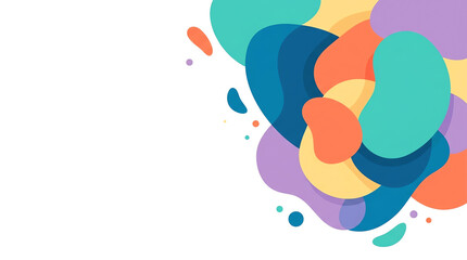 Fototapeta premium Colorful abstract liquid shapes background with fluid organic blobs on white