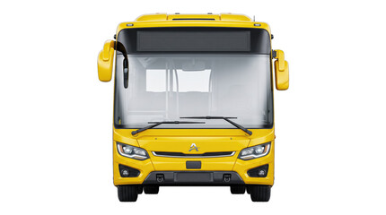 Modern yellow city bus driving on urban streets. Bright public transportation vehicle isolated for commercial design use. © aishaa