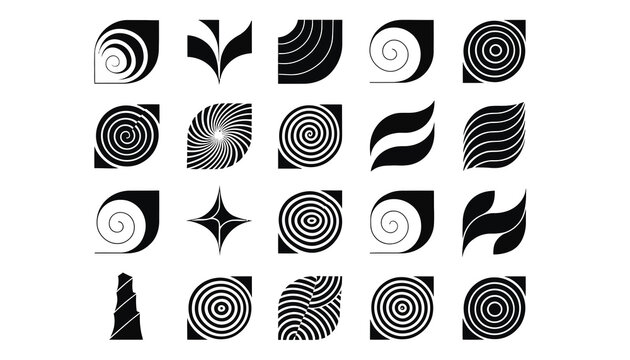 Abstract Swirls and Organic Shapes - Minimalist Vector Icons