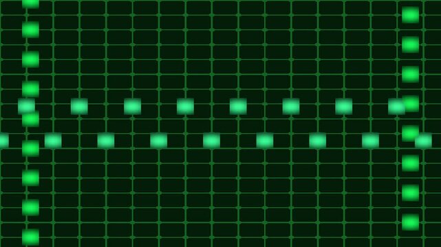 Glowing Green Circuit Board Grid with Pulsing Data Nodes on Dark &ndash; Abstract Tech Network, Matrix Flow & Cyberpunk Background Loop