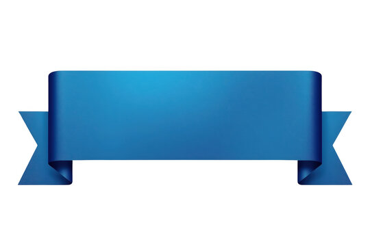 Wide blue ribbon banner with folded side tails