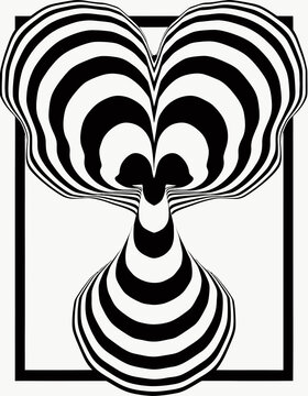 Abstract Optical Illusion: Black and White Op Art Shape