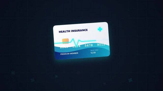 Medical Coverage Card Displaying Information on Dark Grid Background