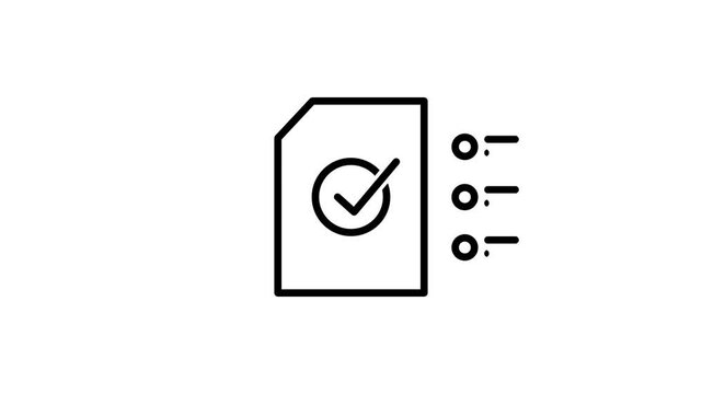 A folded document with a green checkmark tag and small bullet list icons representing an approved report or a verified official paperwork checklist