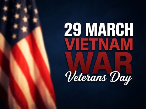 National vietnam war veterans day observance with american flag backdrop