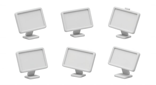 six blank display boards presented on a white background potentially for product promotion advertising or information displays