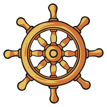 Ship Wheel Helm Nautical Illustration