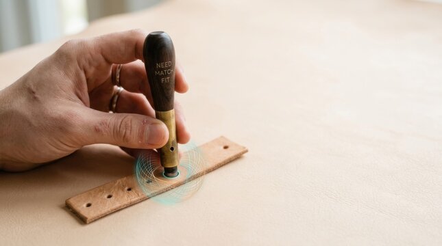 Individual using pen to draw while punching leather to visualize product-market fit and meeting real needs