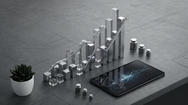 Financial Graph Growth Concept Top View Corporate Investment Premium Stock Photo