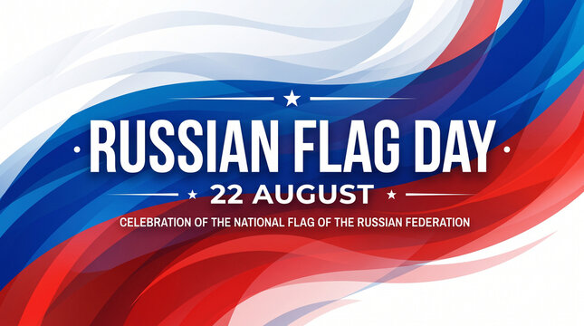 Russian flag day 22 august celebration of the national flag of the russian federation banner with abstract wavy lines in white blue and red colors