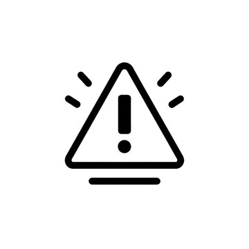 A black warning icon featuring an exclamation mark inside a triangle, symbolizing alert or caution
