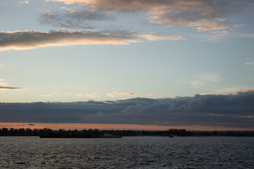Fototapeta premium Sunset over the river Volga. Samara, Russia.