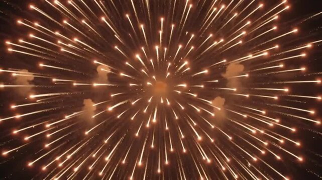 Spectacular golden fireworks display lighting up night sky