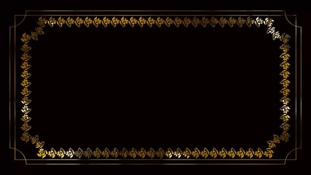 luxury gold floral lines pattern on the green screen background