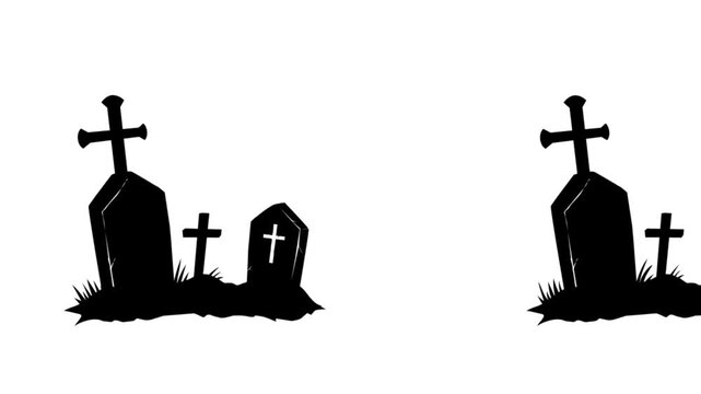 Animation vector illustration of a cemetery