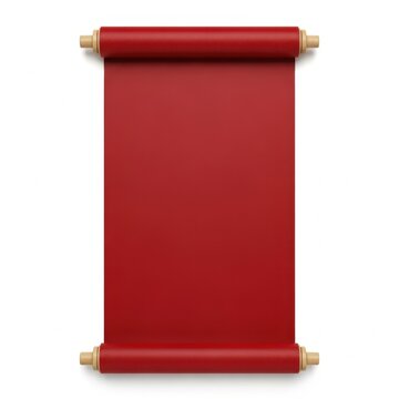 Red rolled scroll with wooden handles and tassels