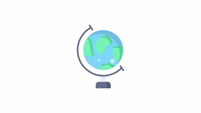 Educational globe icon illustration for geography school learning and world travel